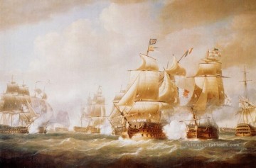 Duckworth s Action de Saint Domingue 6 février 1806 Batailles navale Peinture à l'huile